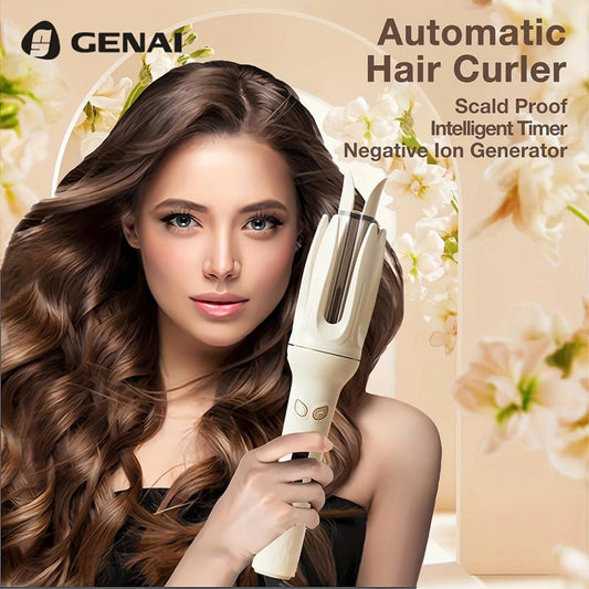 GENAI Hair Curler with 40 Seconds Fast Heating Ceramic Iron Technology 32Mm Large Curler for No Damage Styling Purple Color Travel Compact Design Adjustable Traditional Automatic Hair Straightener Babyliss
