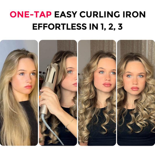 TYMO CURLPRO plus - Upgraded Automatic Rotating 1-Inch Ceramic Long-Barrel Curling Iron for Long Hair, Negative Ion Technology for Flawless Curls, Valentines Day Gifts for Women & Girlfriends, Gift Box Ready - Dual Heaters Beachy Waves