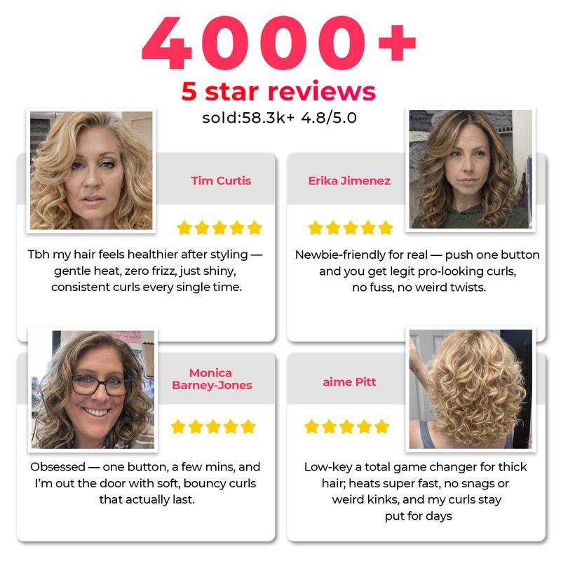 TYMO CURLPRO plus - Upgraded Automatic Rotating 1-Inch Ceramic Long-Barrel Curling Iron for Long Hair, Negative Ion Technology for Flawless Curls, Valentines Day Gifts for Women & Girlfriends, Gift Box Ready - Dual Heaters Beachy Waves